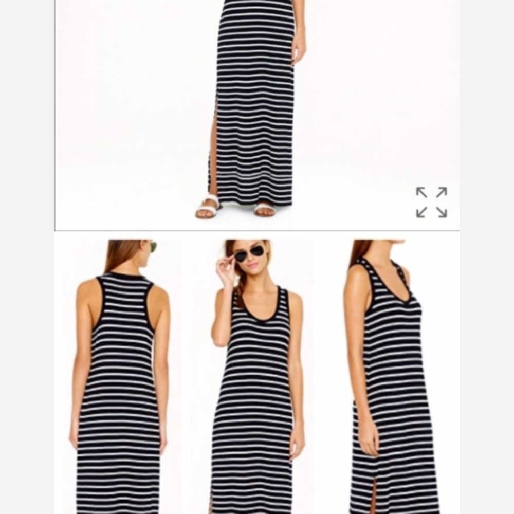 J. Crew Black and White Sleeveless Maxi Sundress